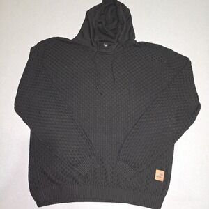 Unbranded Hoodie Mens XXL Black Textured Knit Pullover Waffle Pattern Stag Logo
